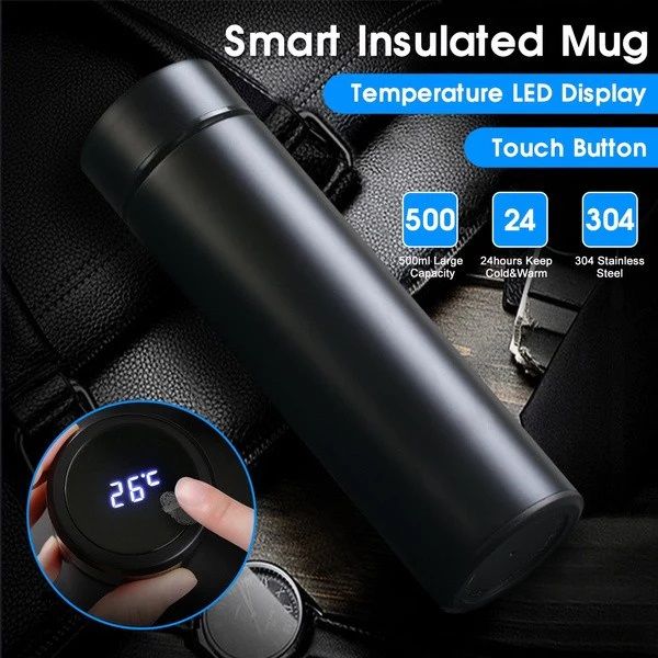 Smart LED Temperature Display | Stainless Steel Thermal Water Bottle | Hot & Cold Flask
