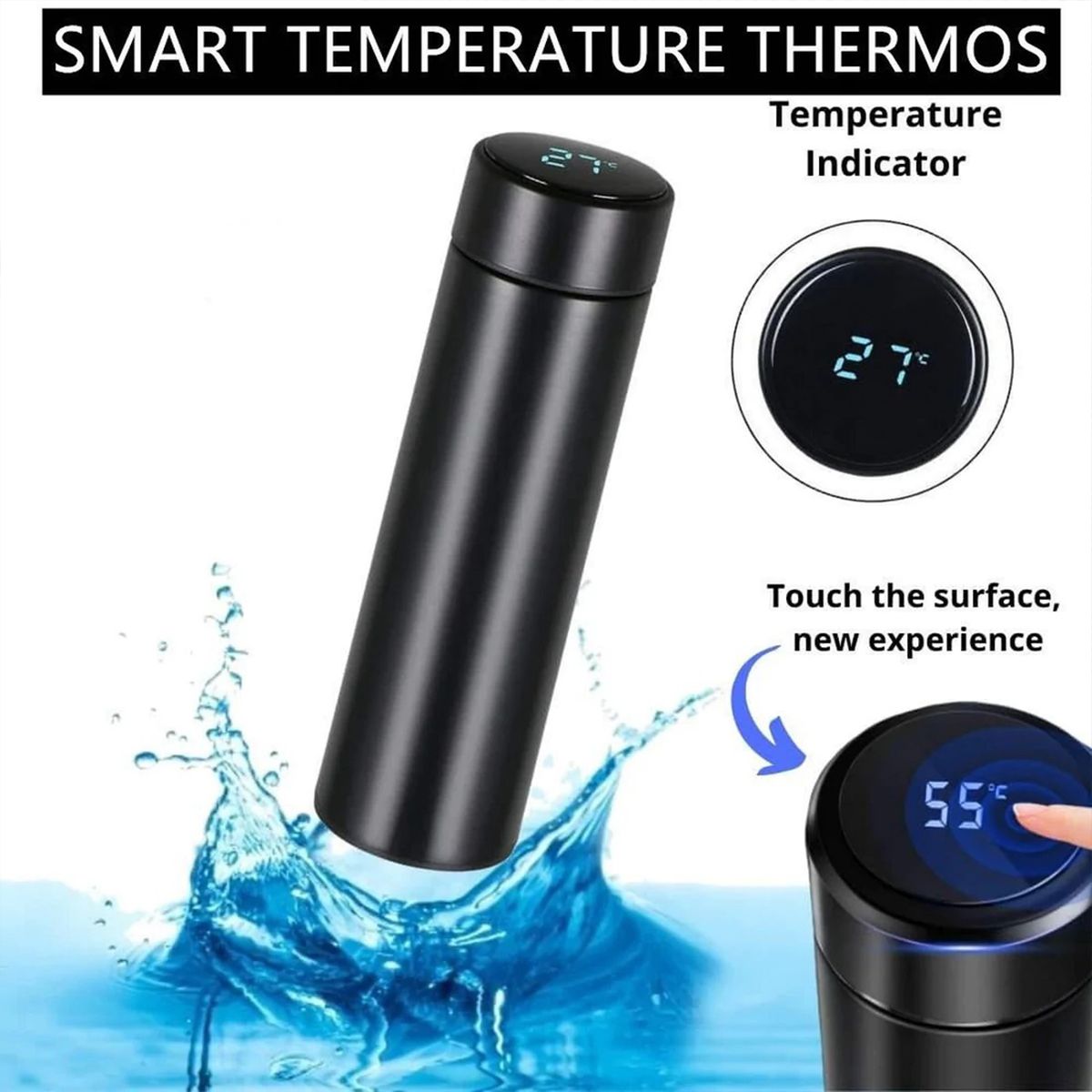 Smart LED Temperature Display | Stainless Steel Thermal Water Bottle | Hot & Cold Flask